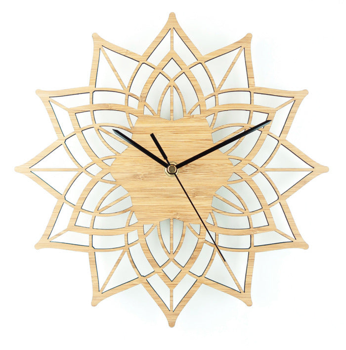 Horloge Murale en Bambou Naturel Lotus - Design Quartz Moderne