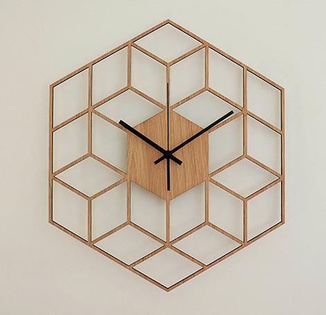 Horloge Murale en Bois Géométrique Moderne