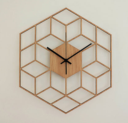 Horloge Murale en Bois Géométrique Moderne