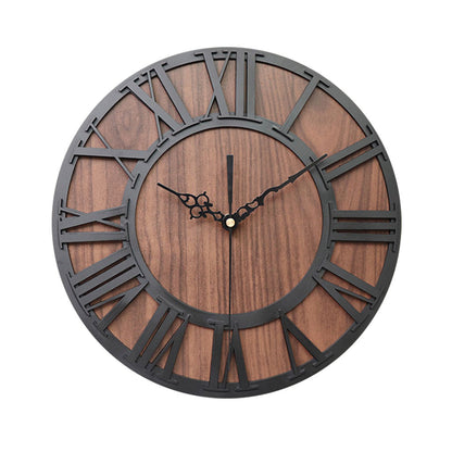 Horloge Murale en Bois Vintage à Chiffres Romains