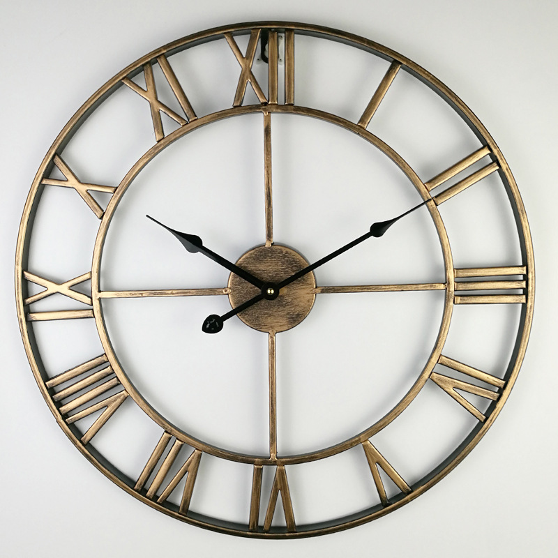 Horloge Murale en Fer Style Européen - Style Contemporain