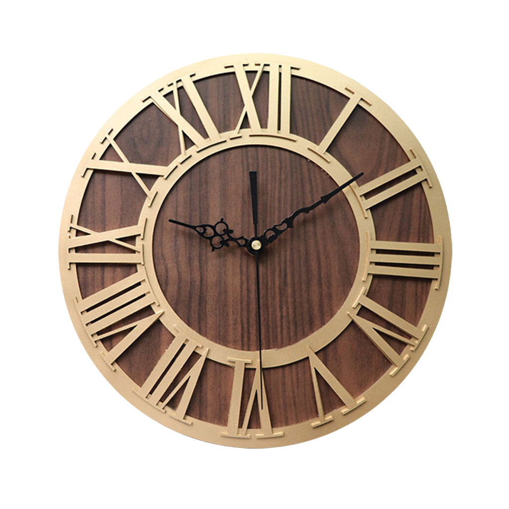 Horloge Murale en Bois Vintage à Chiffres Romains