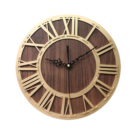 Horloge Murale en Bois Vintage à Chiffres Romains