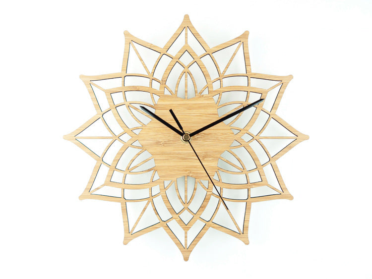 Horloge Murale en Bambou Naturel Lotus - Design Quartz Moderne