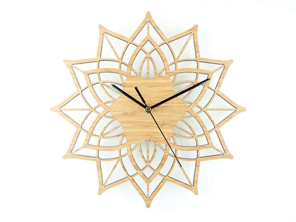 Horloge Murale en Bambou Naturel Lotus - Design Quartz Moderne