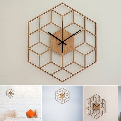 Horloge Murale en Bois Géométrique Moderne