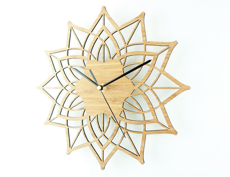 Horloge Murale en Bambou Naturel Lotus - Design Quartz Moderne