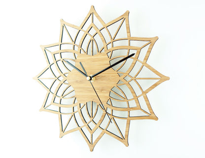 Horloge Murale en Bambou Naturel Lotus - Design Quartz Moderne
