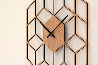 Horloge Murale en Bois Géométrique Moderne