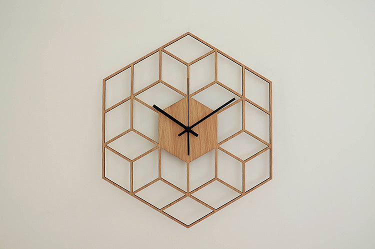 Horloge Murale en Bois Géométrique Moderne