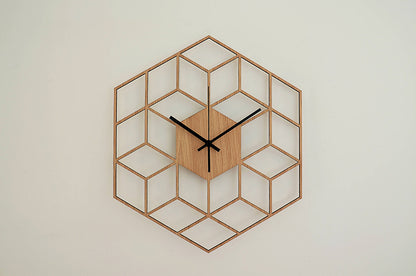 Horloge Murale en Bois Géométrique Moderne