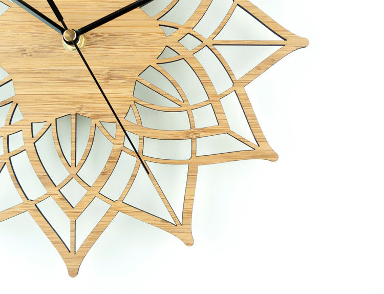 Horloge Murale en Bambou Naturel Lotus - Design Quartz Moderne
