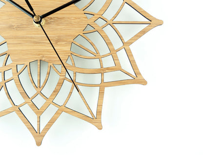 Horloge Murale en Bambou Naturel Lotus - Design Quartz Moderne