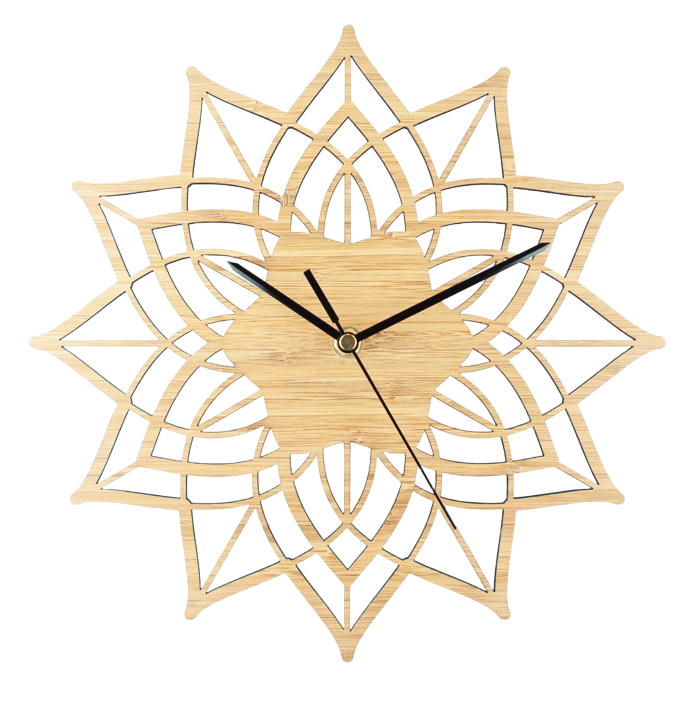 Horloge Murale en Bambou Naturel Lotus - Design Quartz Moderne
