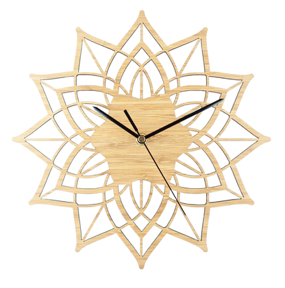 Horloge Murale en Bambou Naturel Lotus - Design Quartz Moderne
