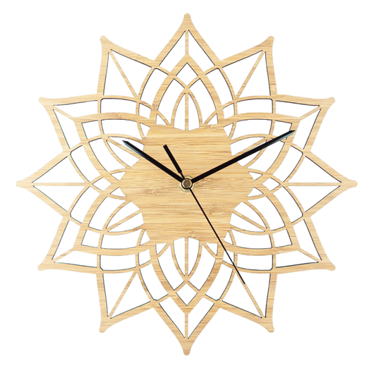 Horloge Murale en Bambou Naturel Lotus - Design Quartz Moderne