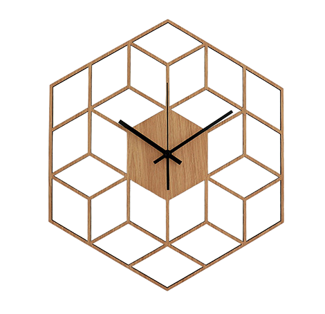 Horloge Murale en Bois Géométrique Moderne